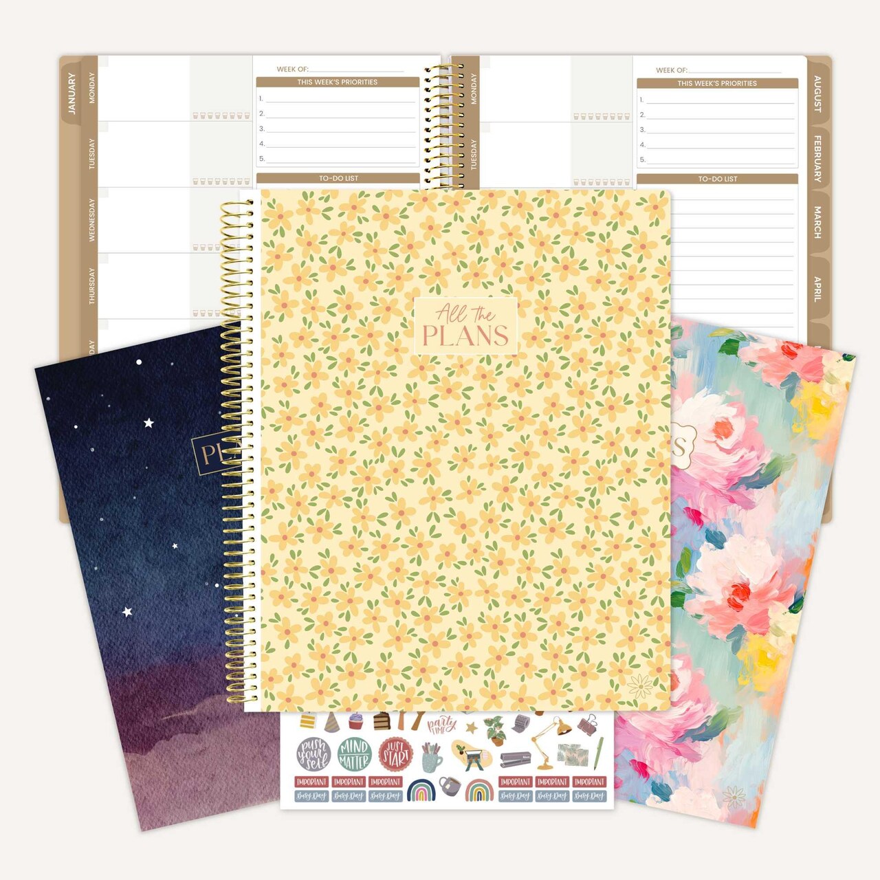 bloom daily planners Undated Ultimate Planner & Calendar, Monthly & Weekly, 9" x 11", Interchangeable Cover